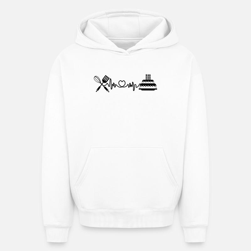 Cuisine cardio fréquence cardiaque - Sweat à capuche unisexe oversize épais SPREAD - blanc