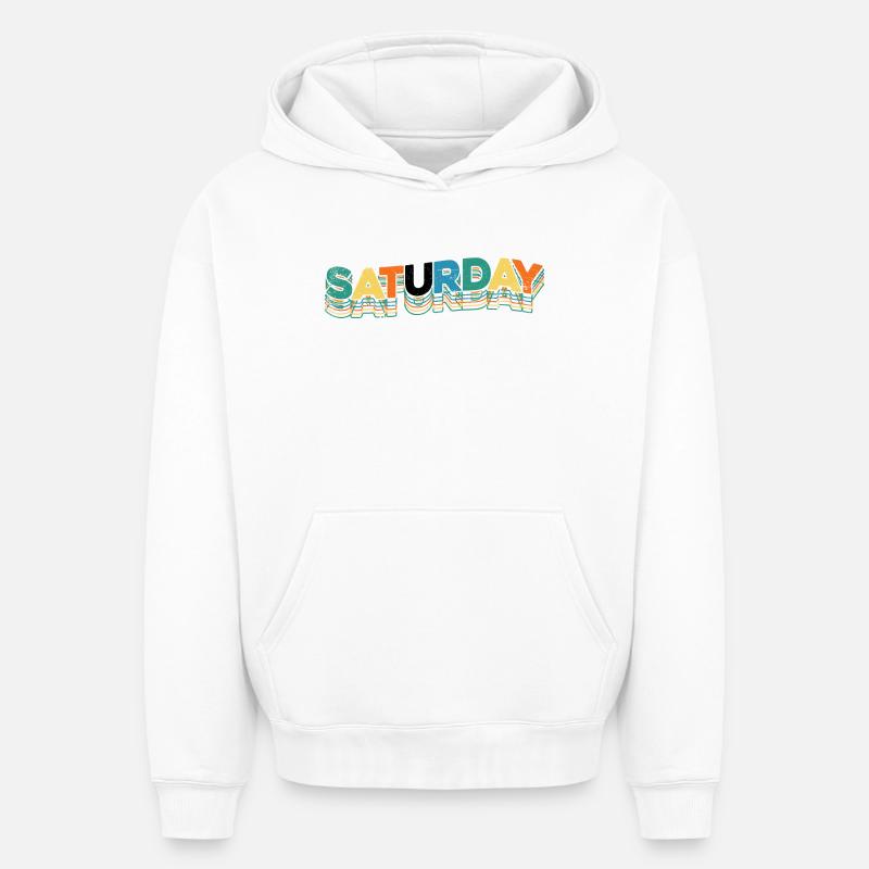 Samedi - Sweat à capuche unisexe oversize épais SPREAD - blanc