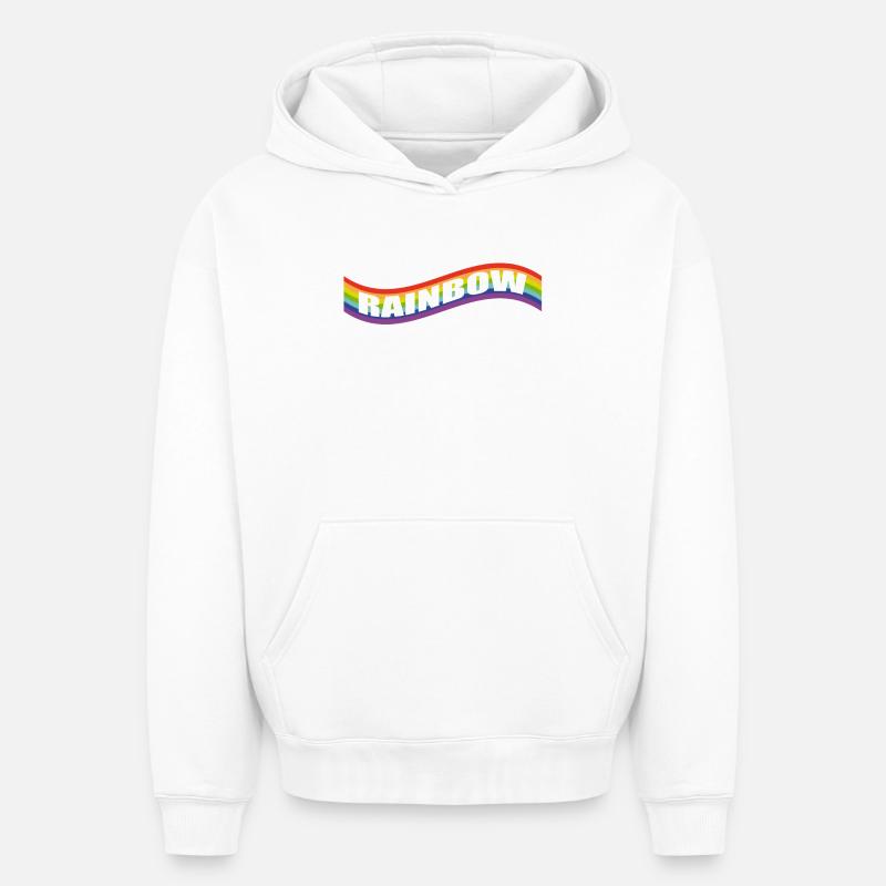 Drapeau arc-en-ciel - Sweat à capuche unisexe oversize épais SPREAD - blanc