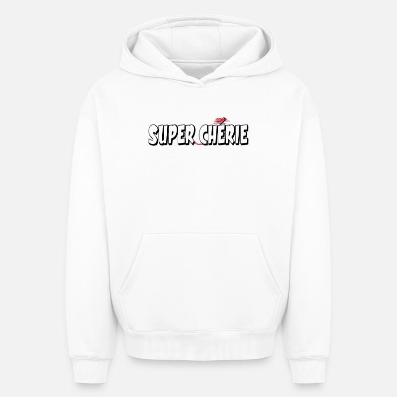 SUPER-CHERIE - Sweat à capuche unisexe oversize épais SPREAD - blanc
