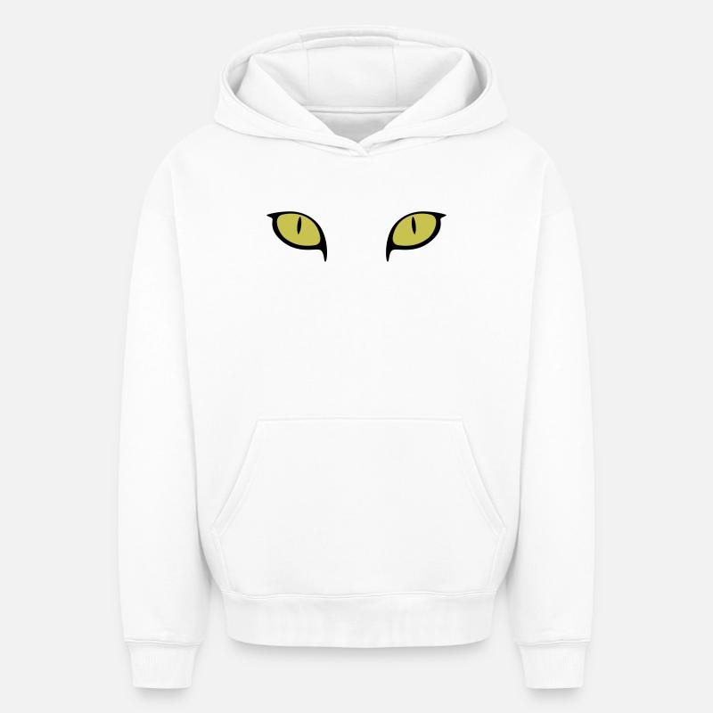 Yeux de chat - Sweat à capuche unisexe oversize épais SPREAD - blanc