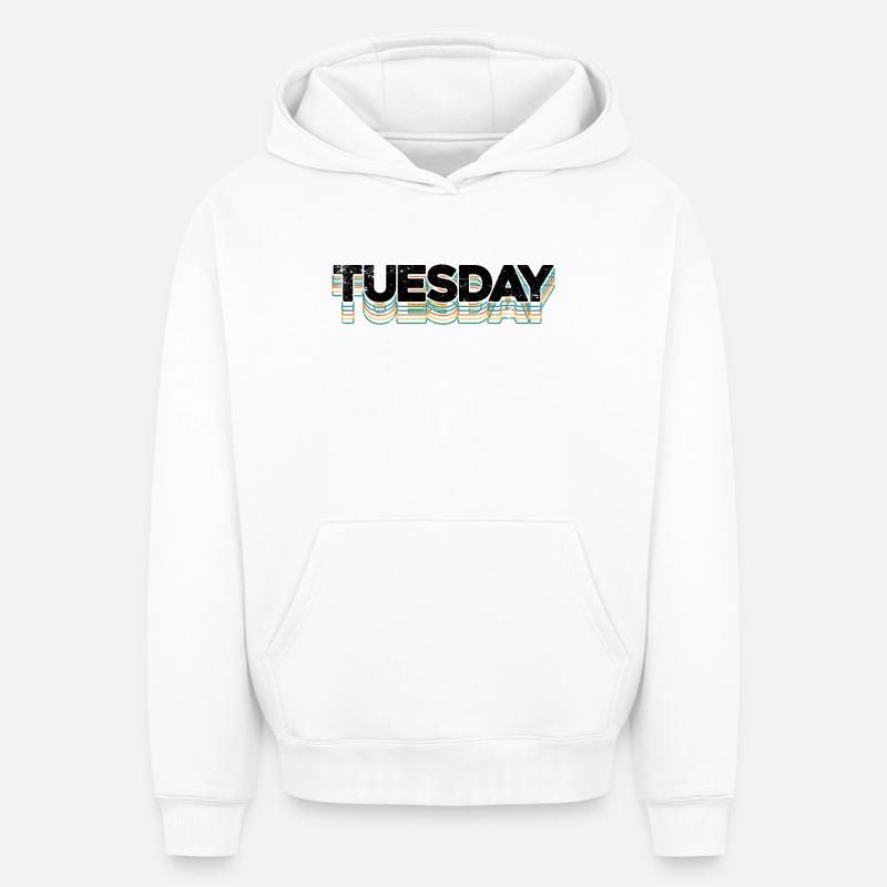 Mardi Rayures Arc-en-ciel - Sweat à capuche unisexe oversize épais SPREAD - blanc