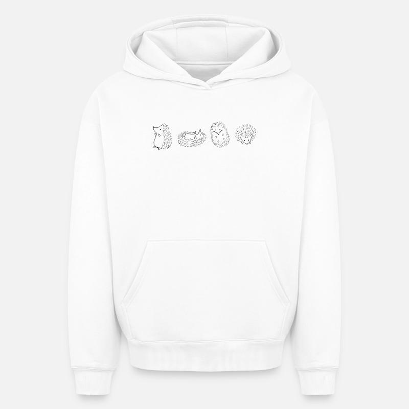 Hérisson hérisson hérisson - Sweat à capuche unisexe oversize épais SPREAD - blanc