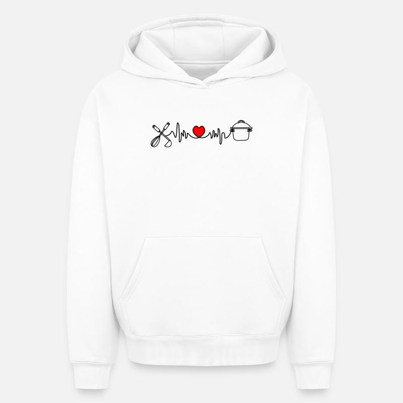 Cuisiner est mon cardio - Sweat à capuche unisexe oversize épais SPREAD - blanc