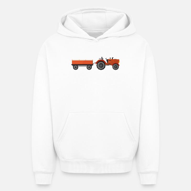 tracteur - Sweat à capuche unisexe oversize épais SPREAD - blanc