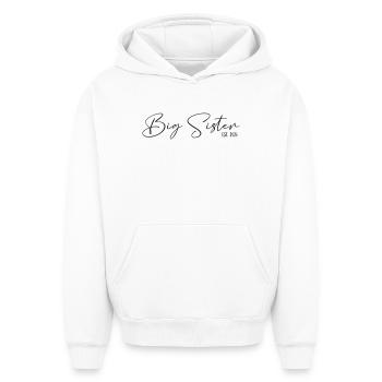 Big Sister est fondée en 2026 - Sweat à capuche unisexe oversize épais SPREAD - blanc - Devant - AI Model Female 172 dark (172cm) & AI Model Male 185 light (185cm)