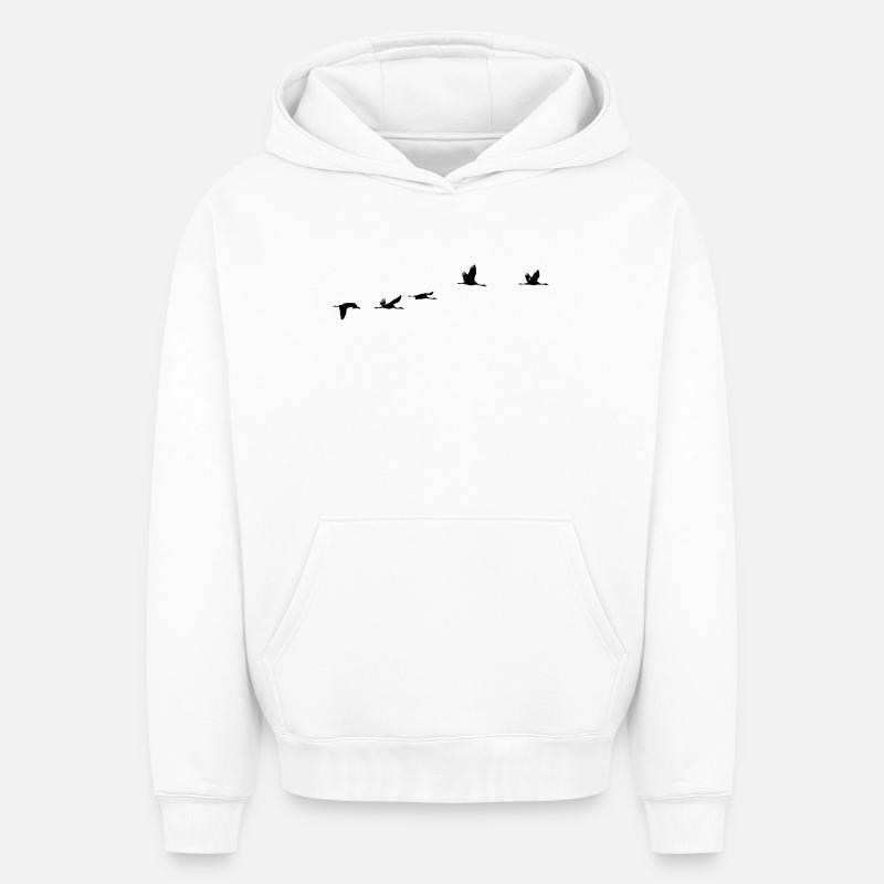 Oiseaux migrateurs Oiseaux - Sweat à capuche unisexe oversize épais SPREAD - blanc
