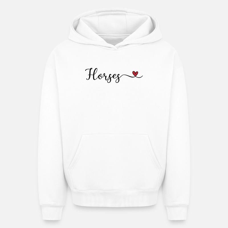 Chevaux - Sweat à capuche unisexe oversize épais SPREAD - blanc