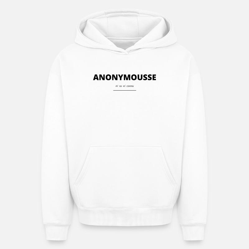 Anonymousse (ni vu ni connu) - Sweat à capuche unisexe oversize épais SPREAD - blanc
