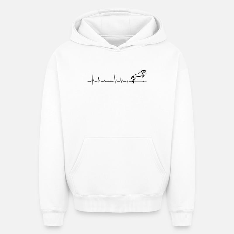 Cheval battant de cœur - Sweat à capuche unisexe oversize épais SPREAD - blanc