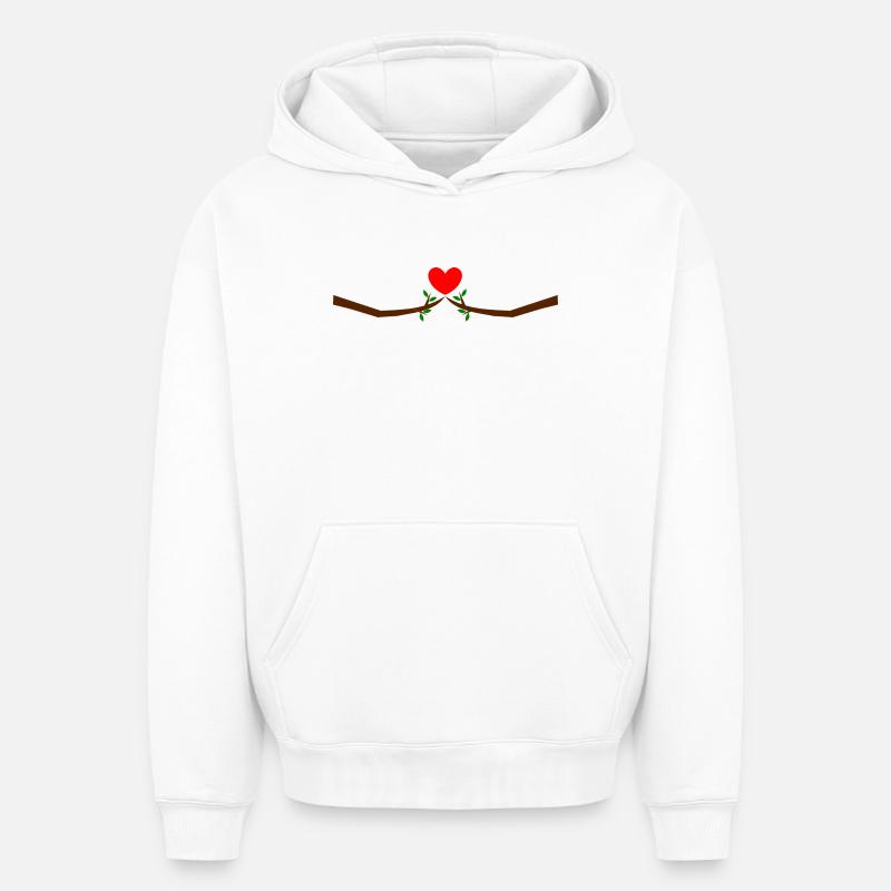 Saint-Valentin, Saint-Valentin, Saint-Valentin - Sweat à capuche unisexe oversize épais SPREAD - blanc