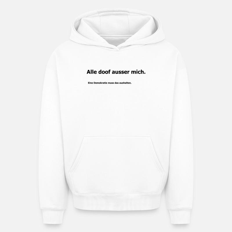 Démocratie - Sweat à capuche unisexe oversize épais SPREAD - blanc