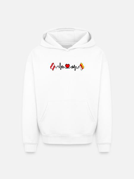 Kärnten Flags Heartbeat - Oversized Heavyweight Unisex Hoodie - white