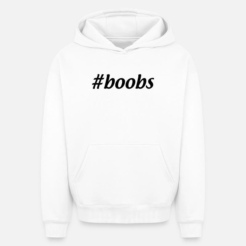 #boobs - Sweat à capuche unisexe oversize épais SPREAD - blanc