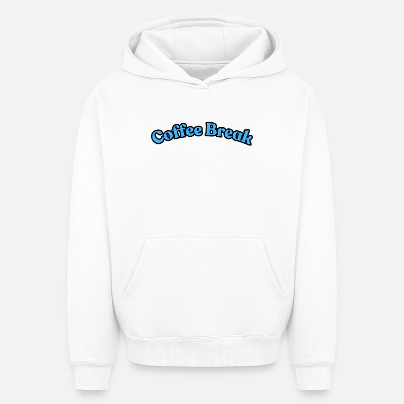 pause-café - Sweat à capuche unisexe oversize épais SPREAD - blanc
