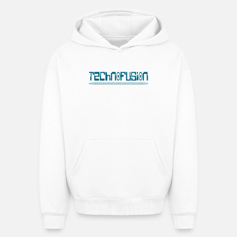 Techno Fusion - Sweat à capuche unisexe oversize épais SPREAD - blanc
