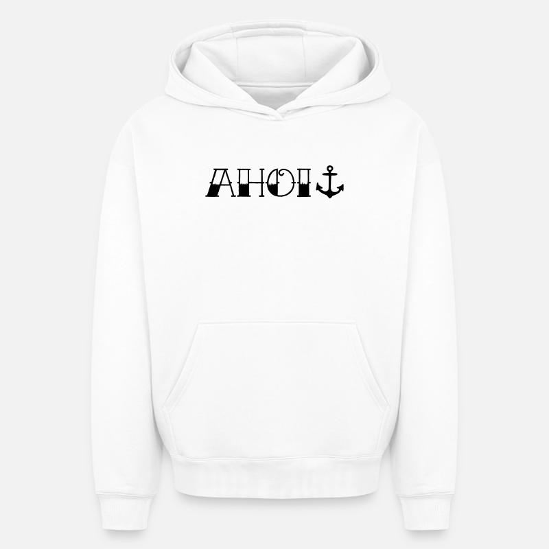 Ancre Ahoy - Sweat à capuche unisexe oversize épais SPREAD - blanc