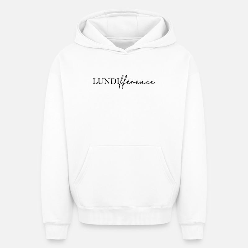 LUNDIfférence - Sweat à capuche unisexe oversize épais SPREAD - blanc