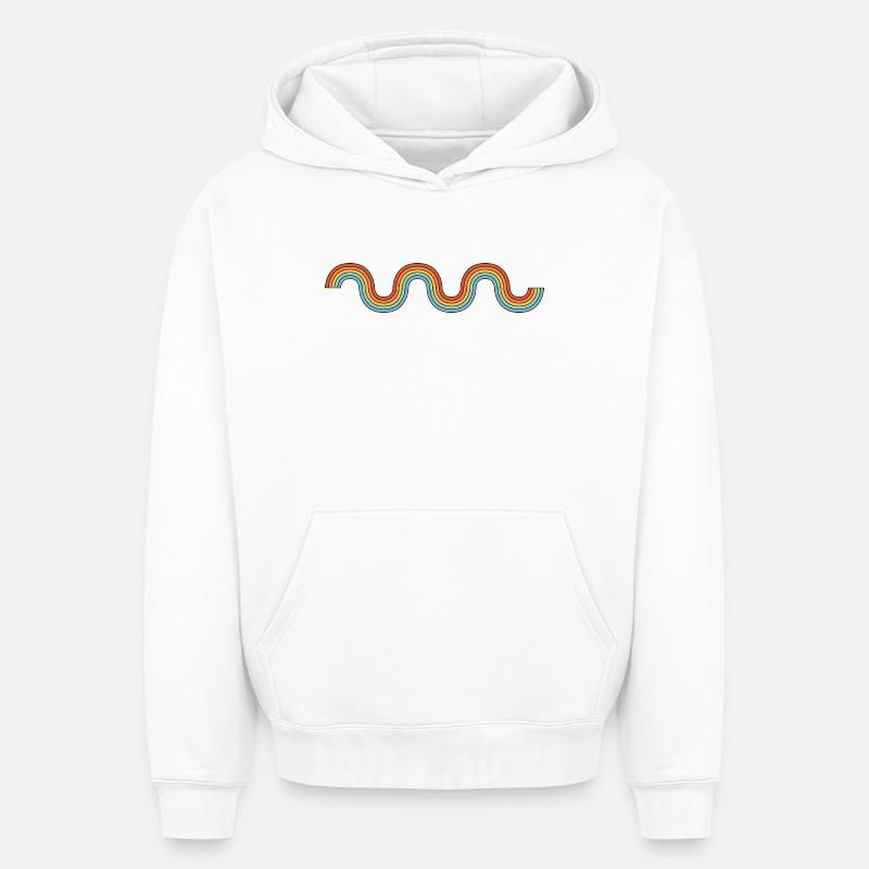 Vagues Arc-en-ciel Rétro - Sweat à capuche unisexe oversize épais SPREAD - blanc