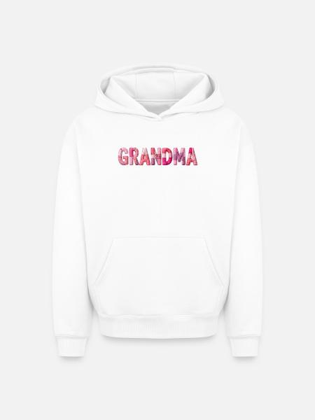 Großmutter Pink Plaid Buchstaben Patchwork - Oversized Heavyweight Unisex Hoodie - Weiß