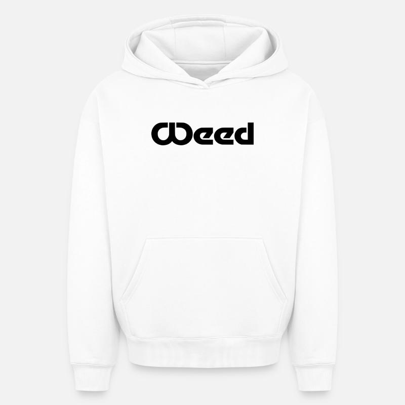 cannabis - Sweat à capuche unisexe oversize épais SPREAD - blanc