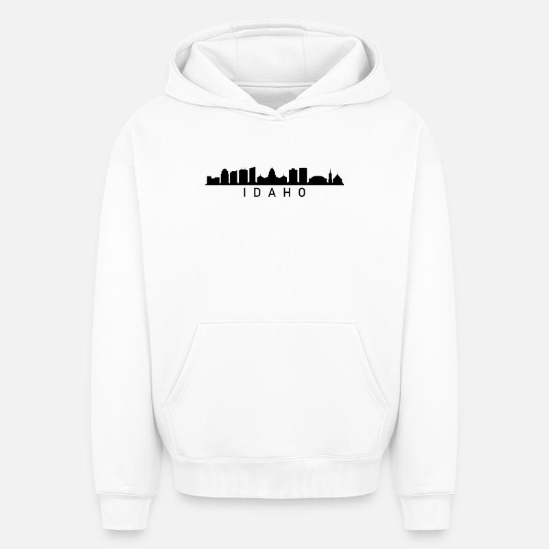 Silhouette de l’Idaho - Sweat à capuche unisexe oversize épais SPREAD - blanc