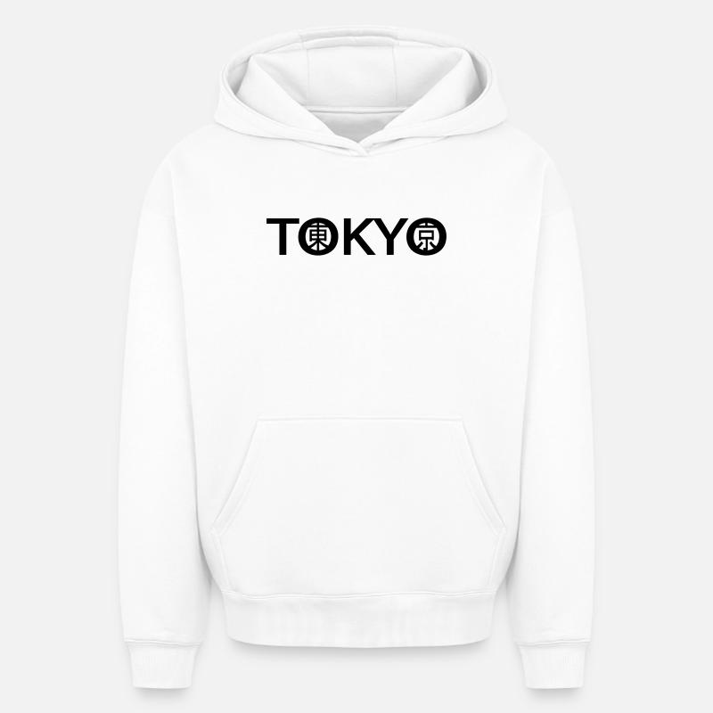 Tokyo - Sweat à capuche unisexe oversize épais SPREAD - blanc