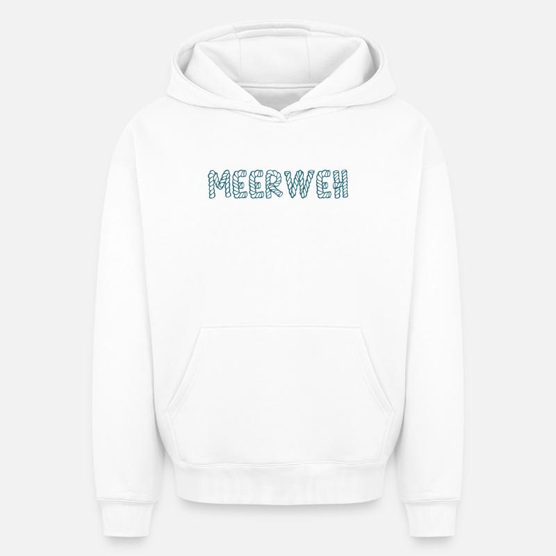 Mal de mer - Sweat à capuche unisexe oversize épais SPREAD - blanc