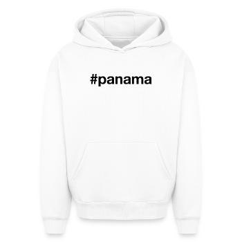 PANAMA Hashtag - Oversized Heavyweight Unisex Hoodie - white - Front - AI Model Female 172 dark (172cm) & AI Model Male 185 light (185cm)