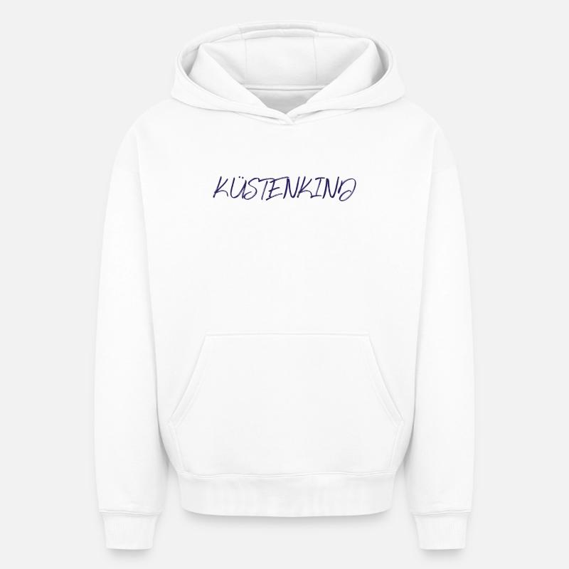 Kuestenkind, marine - Sweat à capuche unisexe oversize épais SPREAD - blanc