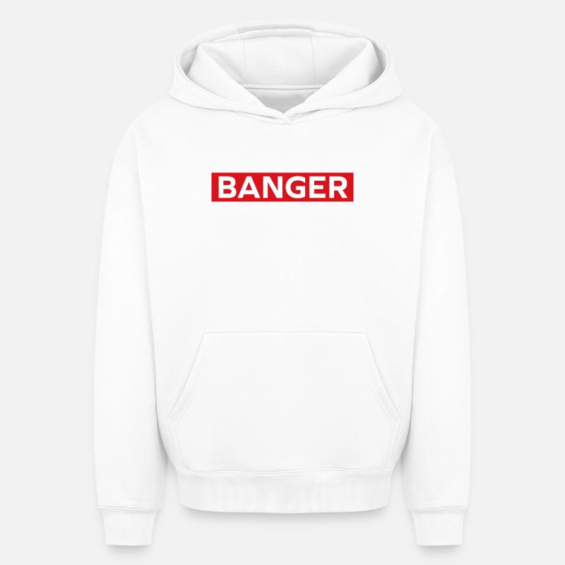 Banger - Sweat à capuche unisexe oversize épais SPREAD - blanc