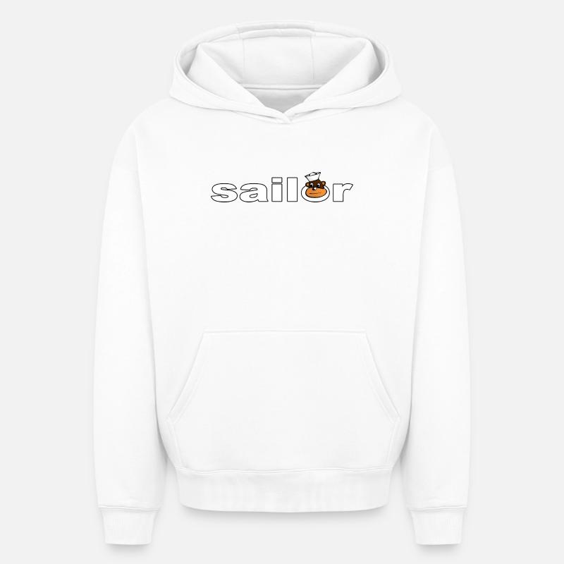 Marin - Sweat à capuche unisexe oversize épais SPREAD - blanc