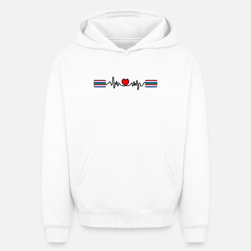 Logo Schier Pulse – Style Île - Sweat à capuche unisexe oversize épais SPREAD - blanc