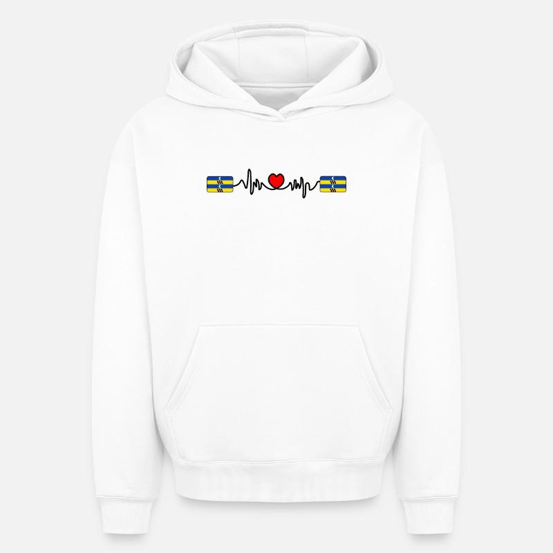 Logo Ameland Pulse – Style Île - Sweat à capuche unisexe oversize épais SPREAD - blanc