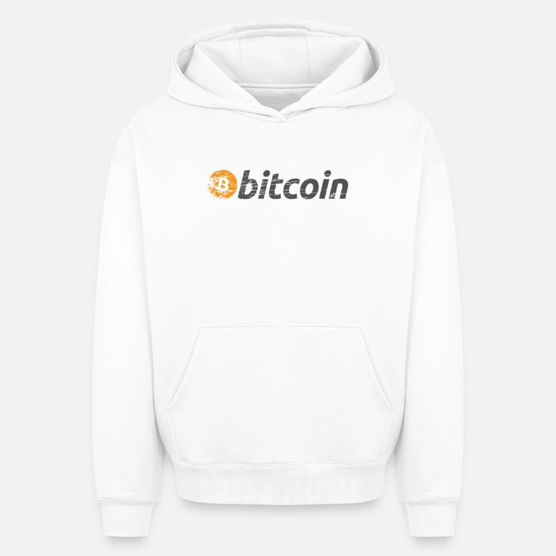 Bitcoin Logo Original BTC - Sweat à capuche unisexe oversize épais SPREAD - blanc