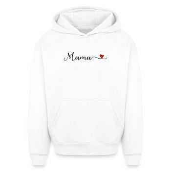 Maman - Sweat à capuche unisexe oversize épais SPREAD - blanc - Devant - AI Model Female 172 dark (172cm) & AI Model Male 185 light (185cm)