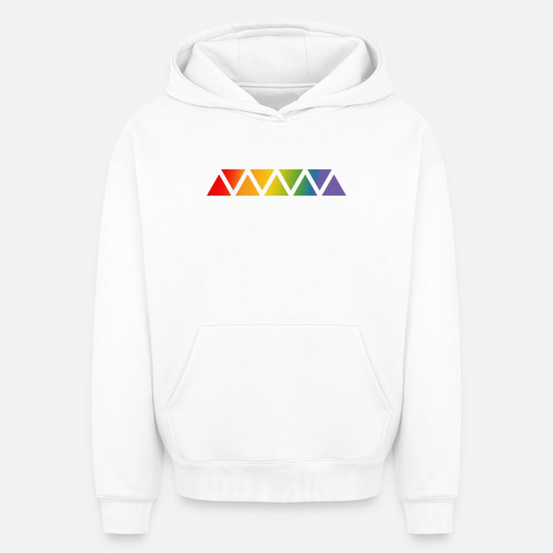 Triangle arc-en-ciel - Sweat à capuche unisexe oversize épais SPREAD - blanc