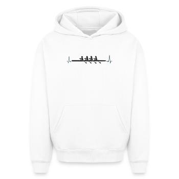 Aviron Heartbeat Fours Femme Silhouette - Sweat à capuche unisexe oversize épais SPREAD - blanc - Devant - AI Model Female 172 dark (172cm) & AI Model Male 185 light (185cm)