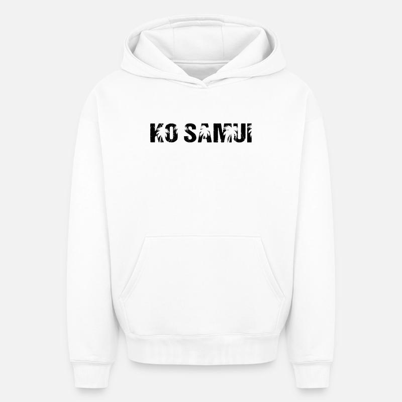 Palmiers Ko Samui Thaïlande - Sweat à capuche unisexe oversize épais SPREAD - blanc