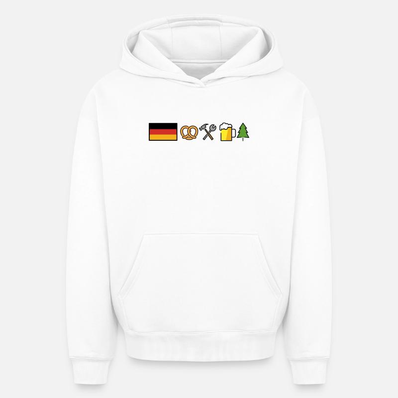 Allemagne Design - Sweat à capuche unisexe oversize épais SPREAD - blanc