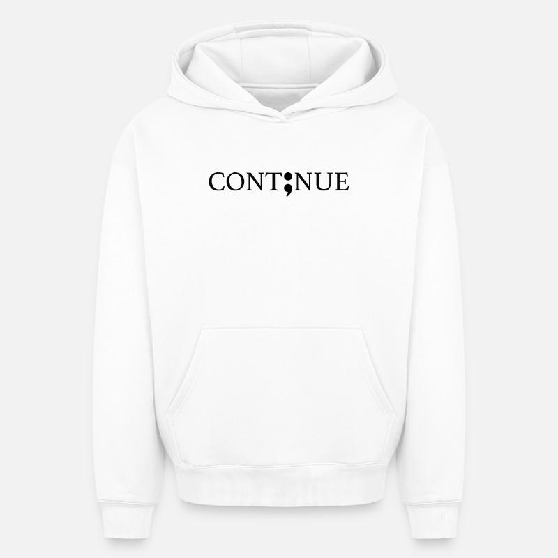 Semi-virgule continue - Sweat à capuche unisexe oversize épais SPREAD - blanc
