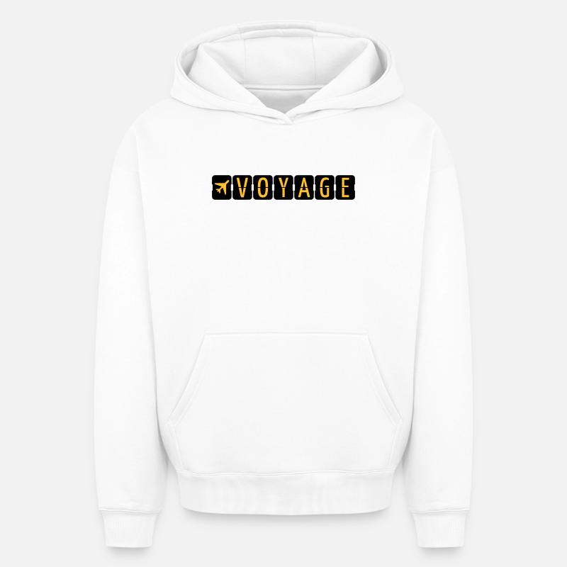 Voyage - Sweat à capuche unisexe oversize épais SPREAD - blanc