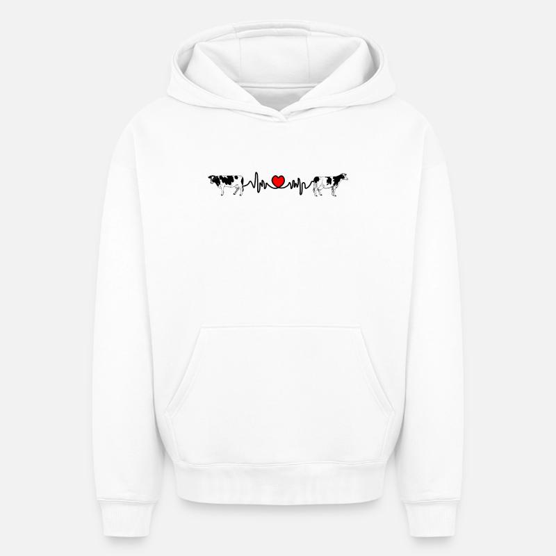 Cardio-Herzfrequenz-Kühe - Oversized Heavyweight Unisex Hoodie - Weiß