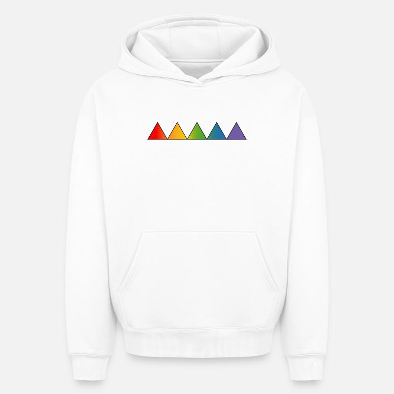 Triangles LGBTQ arc-en-ciel - Sweat à capuche unisexe oversize épais SPREAD - blanc