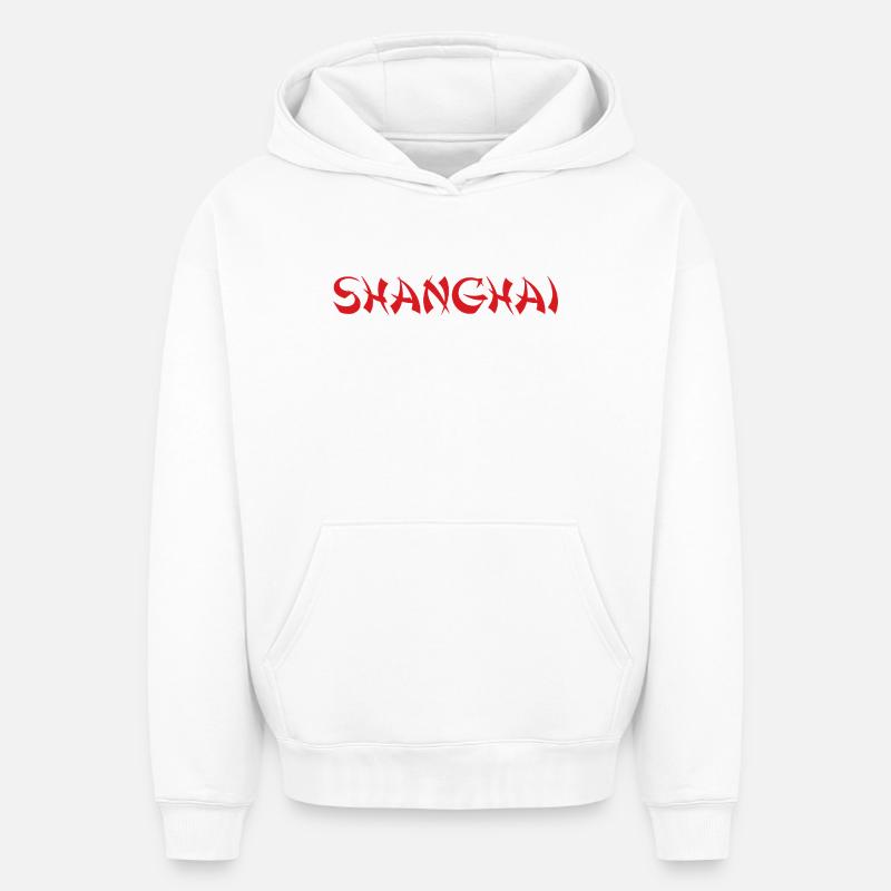 SHANGHAI - Sweat à capuche unisexe oversize épais SPREAD - blanc