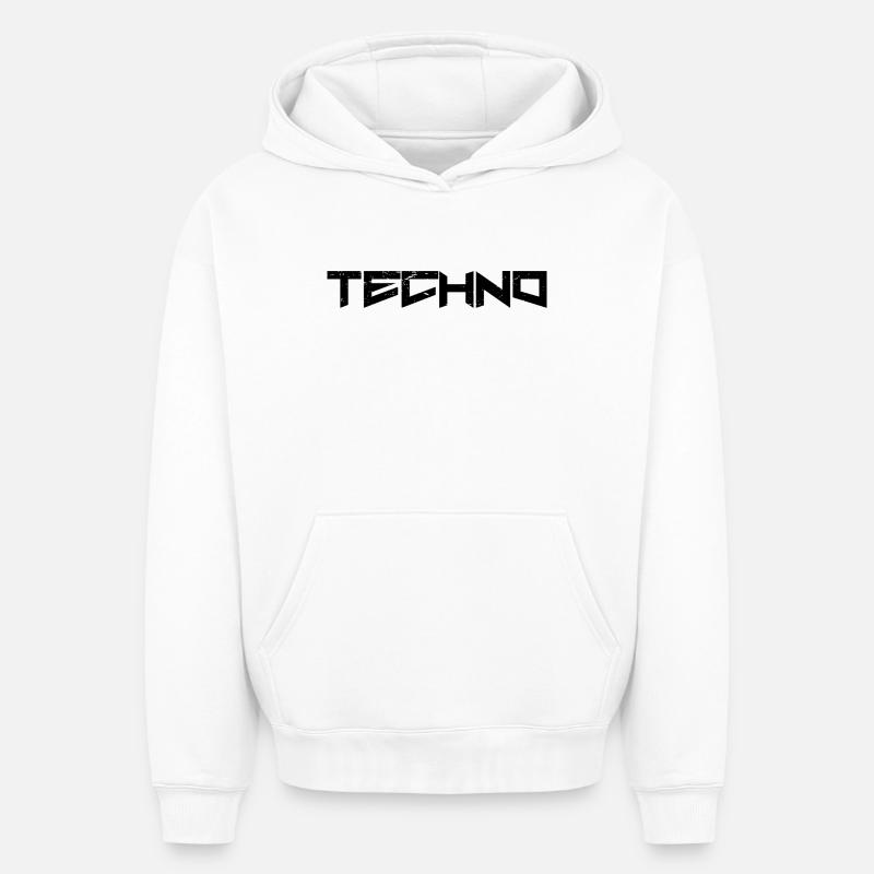 Techno - Oversized Heavyweight Unisex Hoodie - Weiß