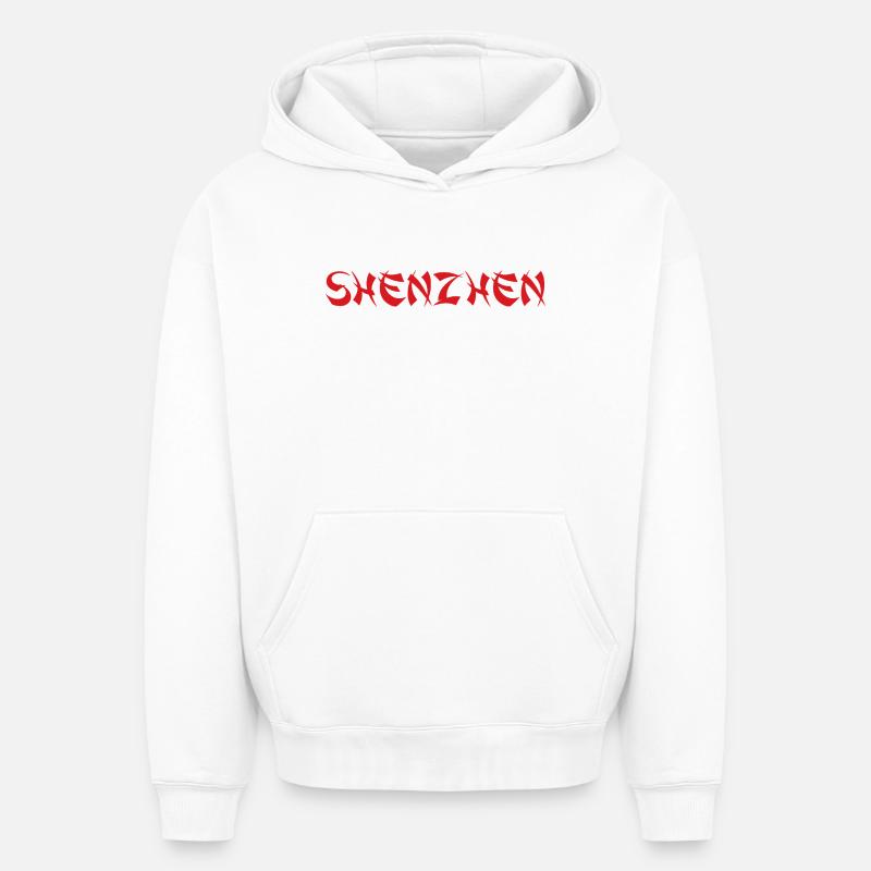 SHENZHEN - Sweat à capuche unisexe oversize épais SPREAD - blanc