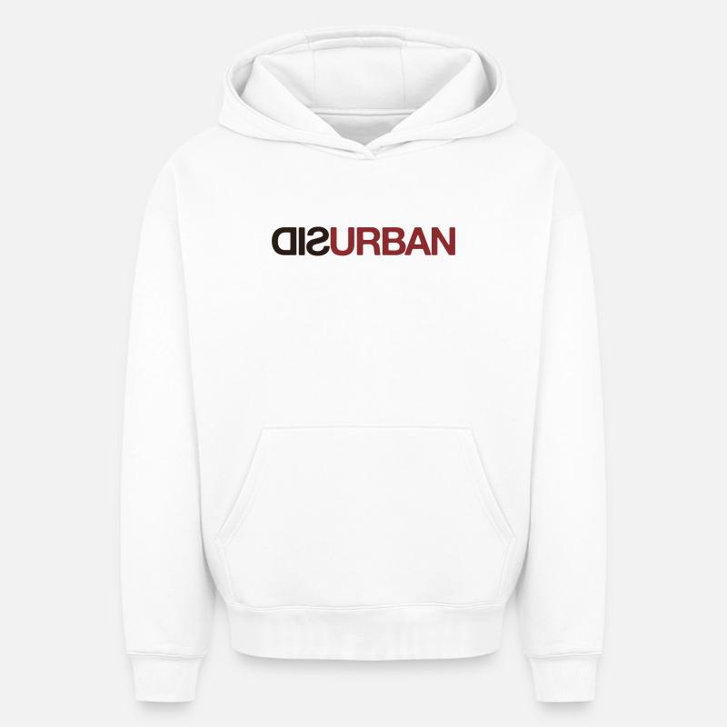 DISURBAN - Sweat à capuche unisexe oversize épais SPREAD - blanc
