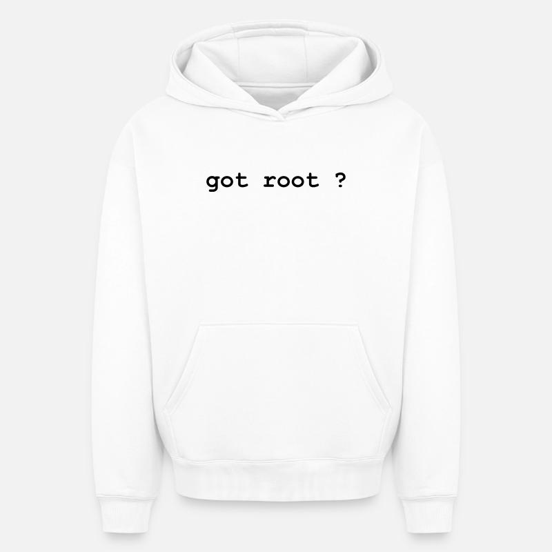 Geek - GOOT ROOT ? - Sweat à capuche unisexe oversize épais SPREAD - blanc