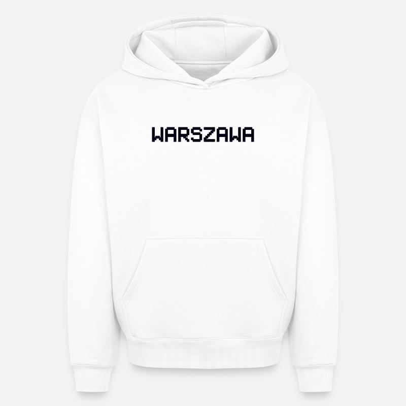 WARSZAWA Varsovie Warschau - Sweat à capuche unisexe oversize épais SPREAD - blanc